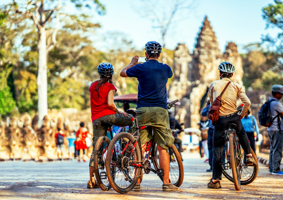 people cycling in Siem Reap